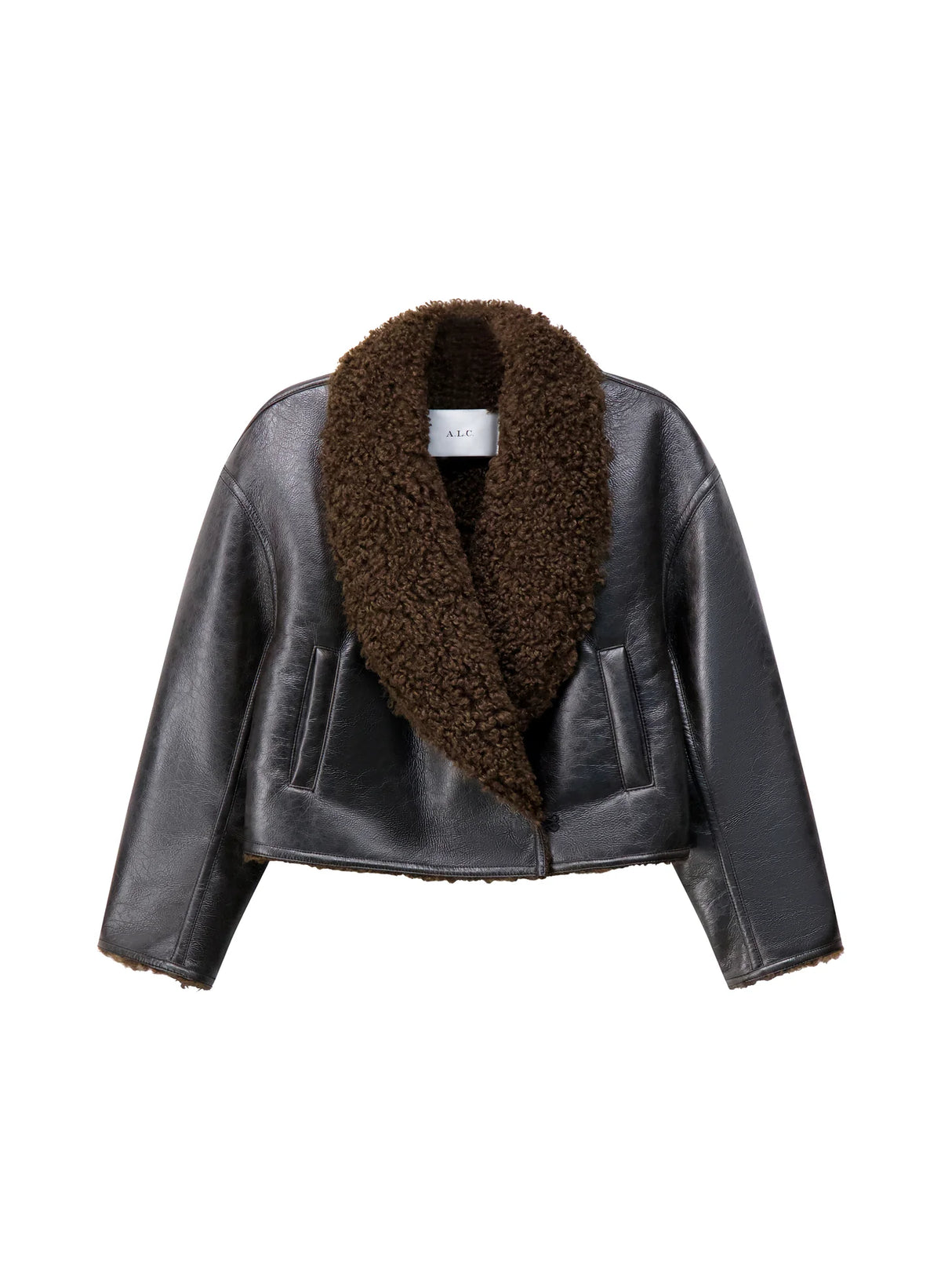 A.L.C. Stella Faux Shearling Jacket in Deepest Brown / Pilot Brown
