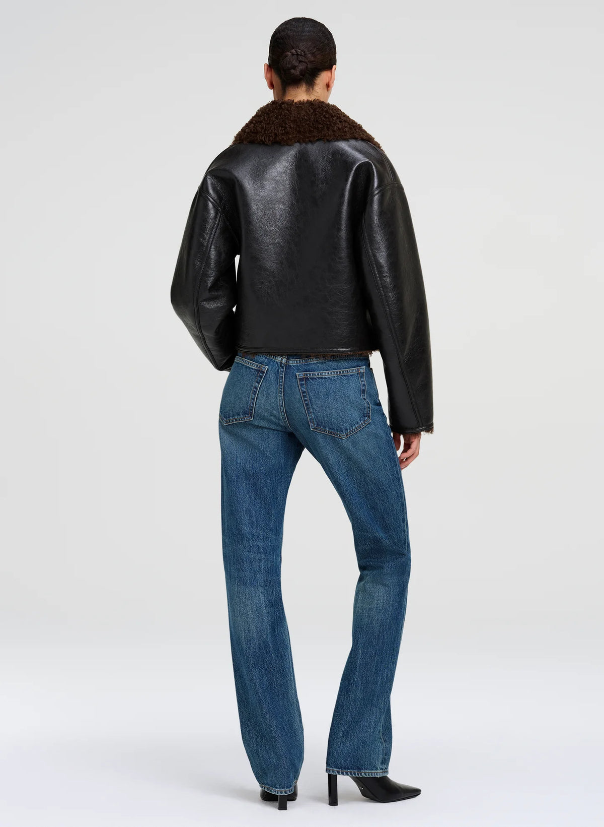 A.L.C. Stella Faux Shearling Jacket in Deepest Brown / Pilot Brown