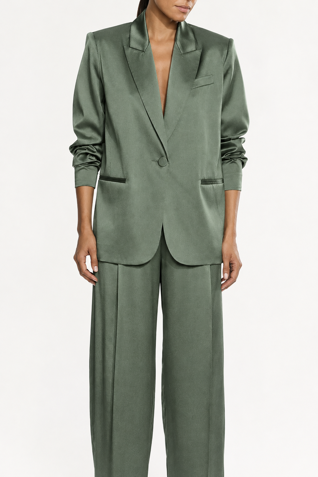 The Sei Oversized Silk Blazer in Thyme