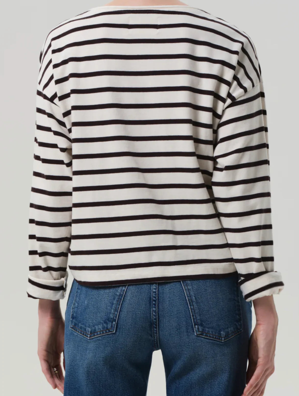 Citizens of Humanity Boat Neck Long Sleeve Top in Chocolate Stripe