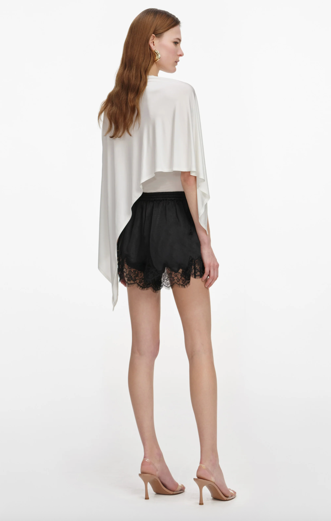 Self Portrait White Jersey Drape Top