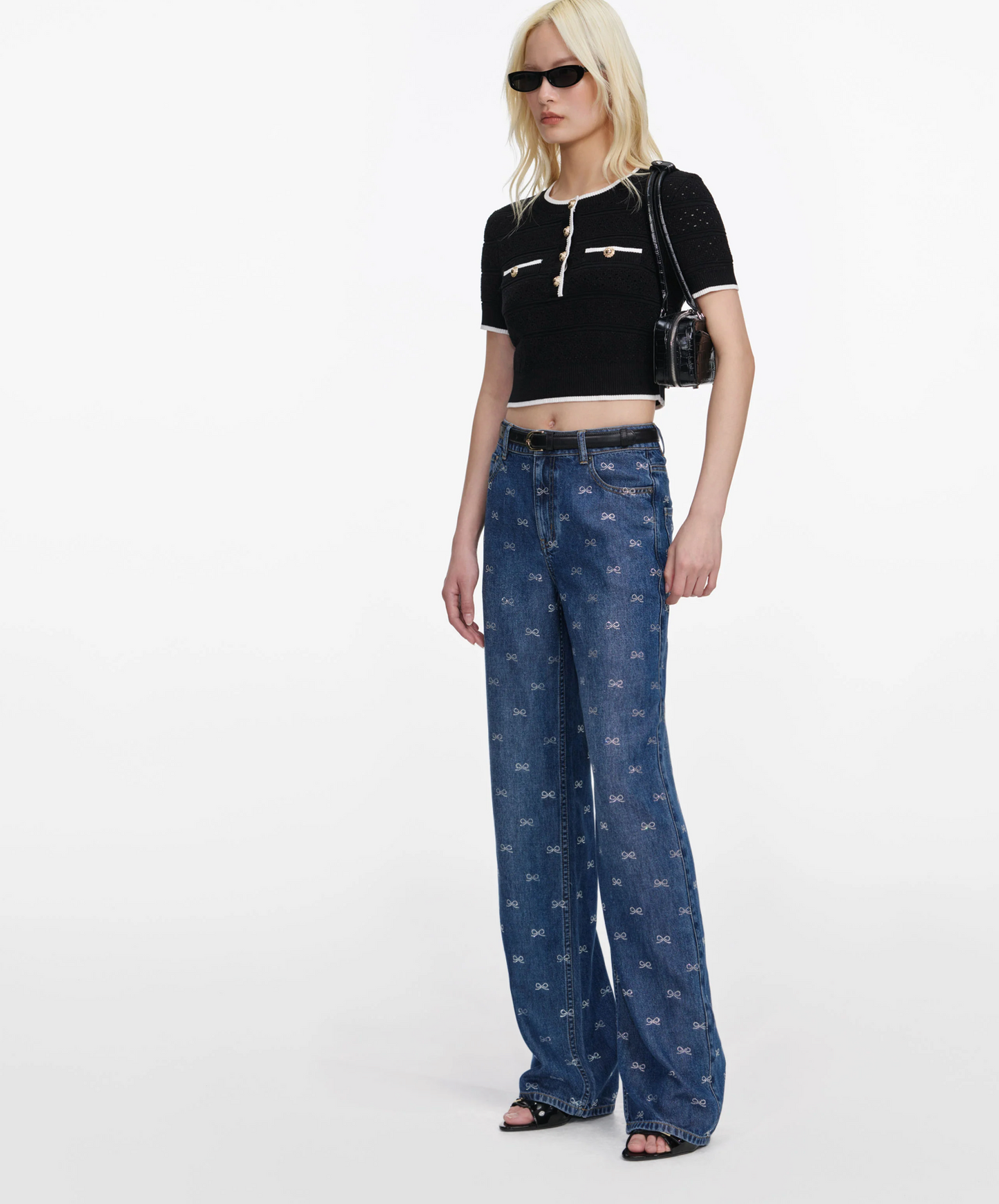 Black Pointelle Knit Top