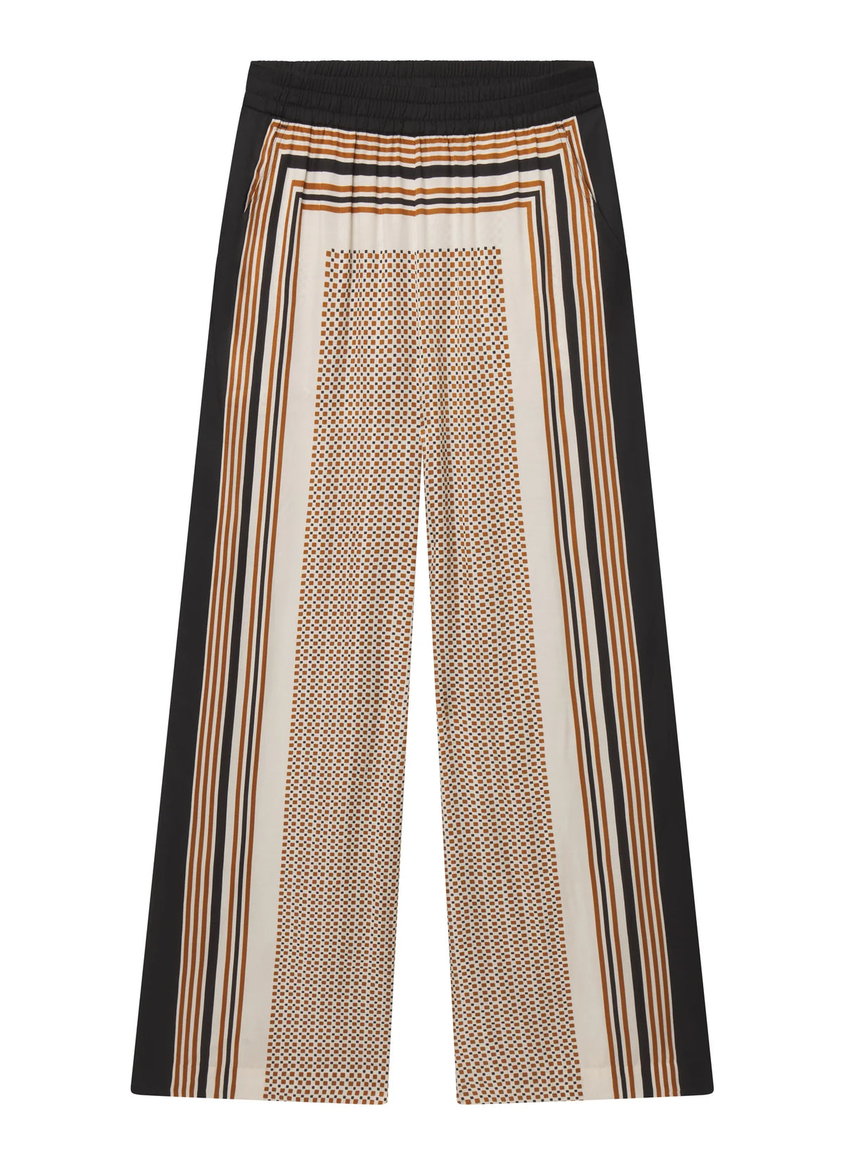 A.L.C. Tyler Scarf Print Pant in Black / Caramel Dotted