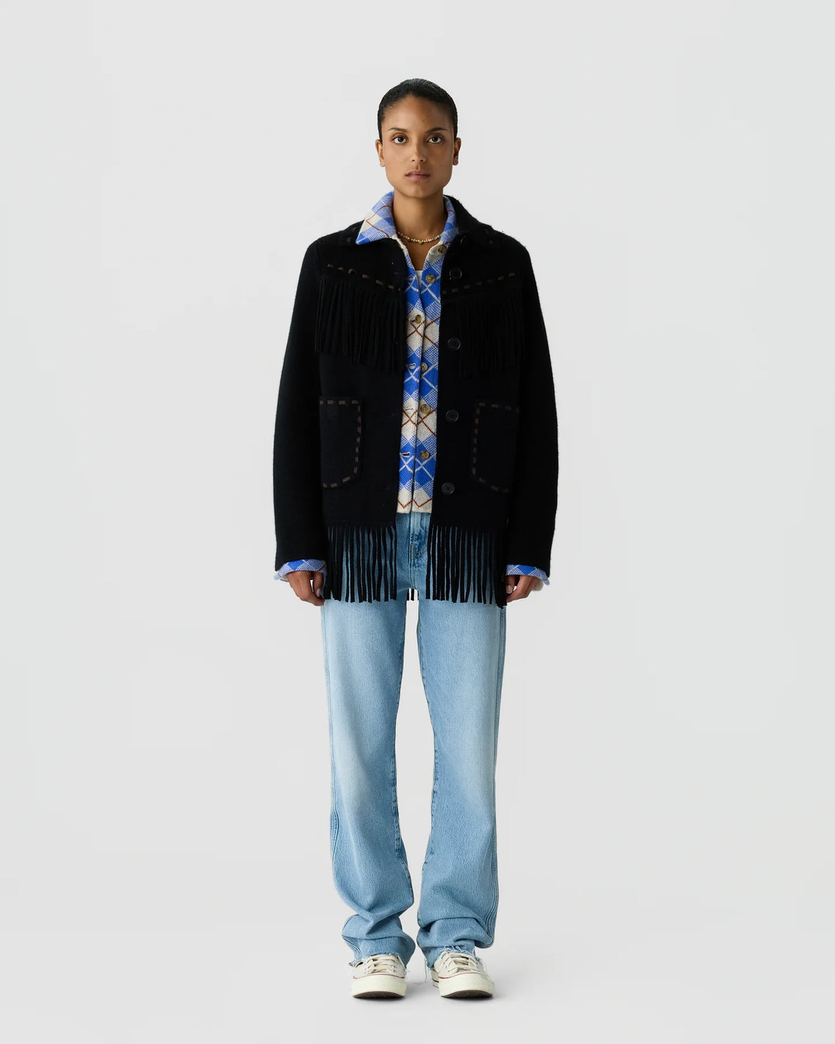 Guest in Residence Western Fringe Jacket in Black