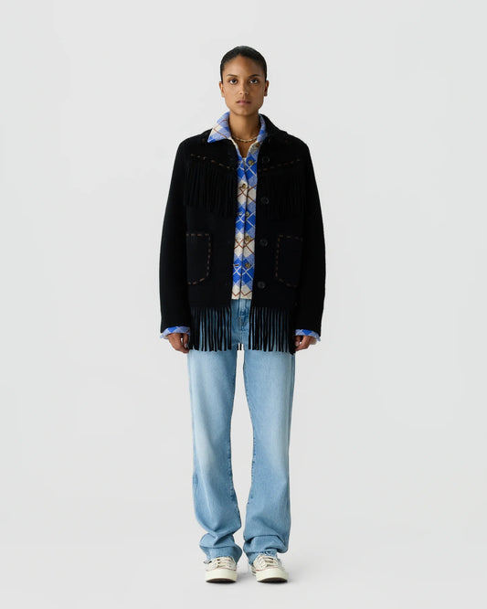 Guest in Residence Western Fringe Jacket in Black