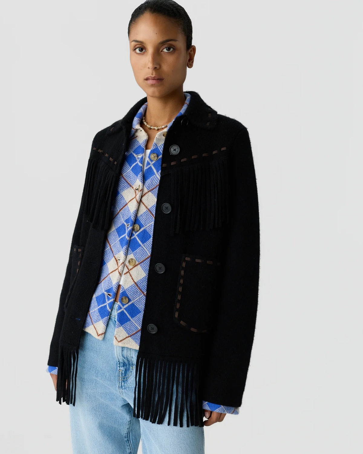 Guest in Residence Western Fringe Jacket in Black