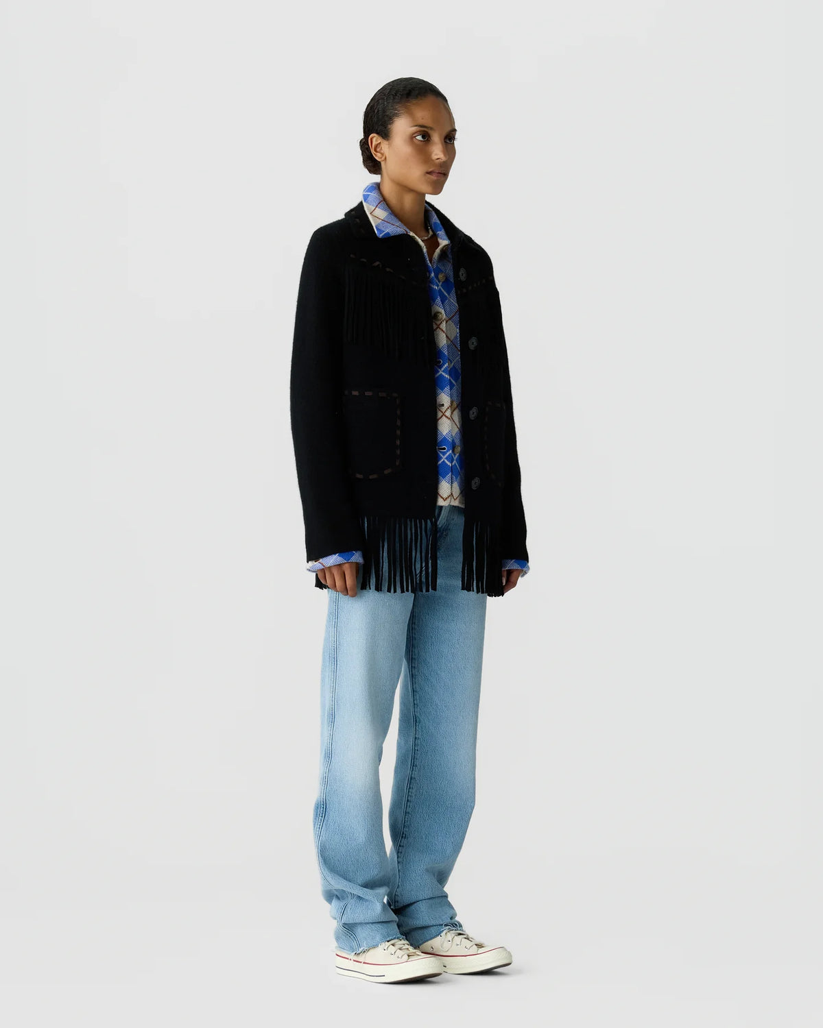 Guest in Residence Western Fringe Jacket in Black