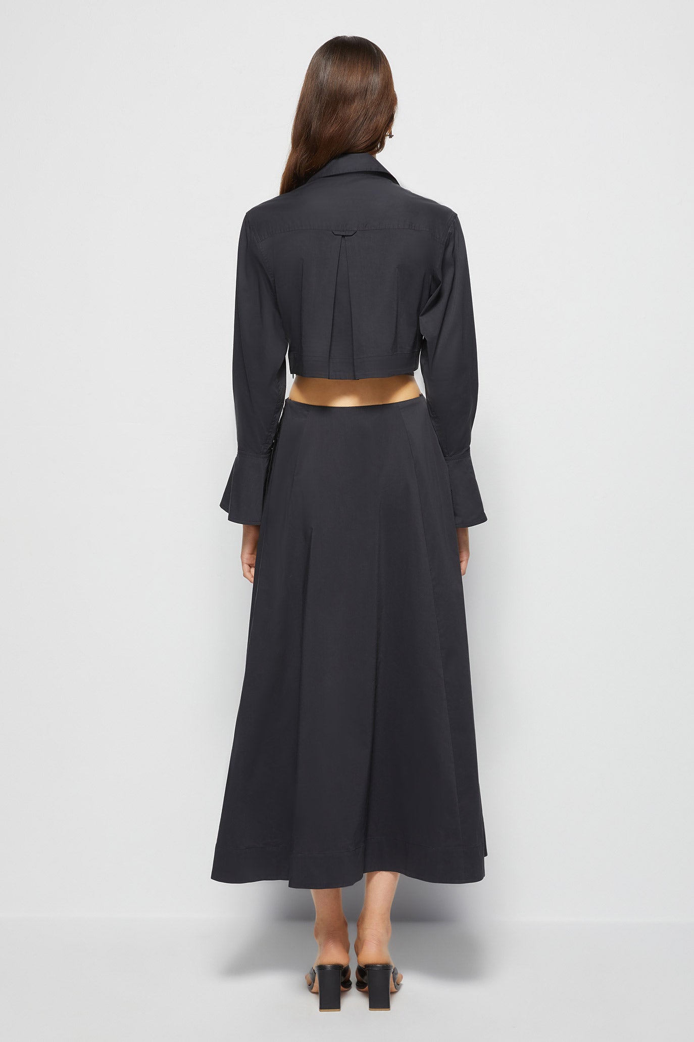 ALEX JS CORE PLEATED COTTON CUT-OUT SHIRT DRESS